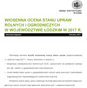 Wiosenna ocena stanu upraw rolnych i ogrodniczych w województwie łódzkim w 2017 r.