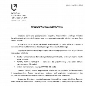 XXVIII Ogólnopolska Konferencja Naukowa &quot;Nauczanie statystyki i ekonometrii w dobie DataScience&quot; - Podziękowanie
