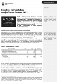 Działalność instytucji kultury w województwie łódzkim w 2019 r.