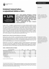 Działalność instytucji kultury w województwie łódzkim w 2020 r.