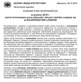 Koniunktura gospodarcza w grudniu 2015 r.