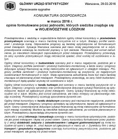 Koniunktura gospodarcza w marcu 2016 r.