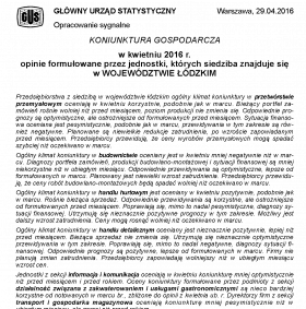 Koniunktura gospodarcza w kwietniu 2016 r.
