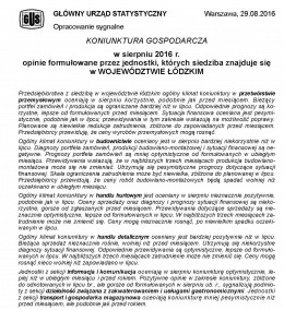 Koniunktura gospodarcza w sierpniu 2016 r.
