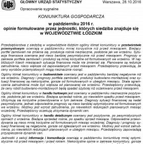 Koniunktura gospodarcza w październiku 2016 r.