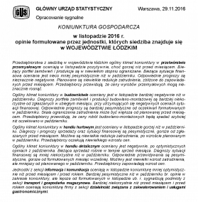 Koniunktura gospodarcza w listopadzie 2016 r.