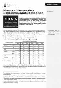 Wiosenna ocena stanu upraw rolnych i ogrodniczych w województwie łódzkim w 2020 r.