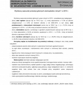 Produkcja głównych ziemiopłodów rolnych w województwie łódzkim w 2015 r.