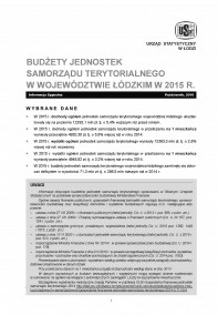 Budżety jednostek samorządu terytorialnego w województwie łódzkim w 2015 r.