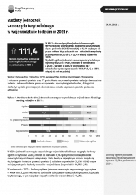 Budżety jednostek samorządu terytorialnego w województwie łódzkim w 2021 r.