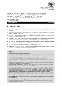 Budownictwo mieszkaniowe w województwie łódzkim w 2016 r.