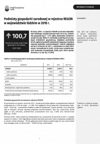 Podmioty gospodarki narodowej w rejestrze REGON w województwie łódzkim w 2018 r.