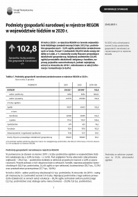 Podmioty gospodarki narodowej w rejestrze REGON w województwie łódzkim w 2020 r.