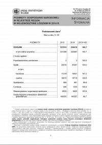 Podmioty gospodarki narodowej w rejestrze REGON w województwie łódzkim w 2014 r.