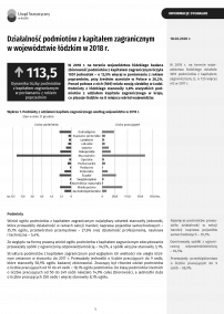 Działalność podmiotów z kapitałem zagranicznym w województwie łódzkim w 2018 r.