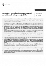 Komunikat o sytuacji społeczno-gospodarczej województwa łódzkiego (maj 2021 r.)