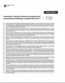 Komunikat o sytuacji społeczno-gospodarczej województwa łódzkiego (październik 2021 r.)