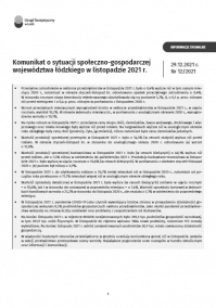Komunikat o sytuacji społeczno-gospodarczej województwa łódzkiego (listopad 2021 r.)