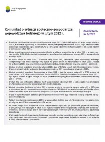 Komunikat o sytuacji społeczno-gospodarczej województwa łódzkiego (luty 2022 r.)