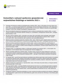 Komunikat o sytuacji społeczno-gospodarczej województwa łódzkiego (kwiecień 2022 r.)