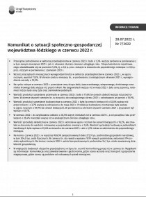Komunikat o sytuacji społeczno-gospodarczej województwa łódzkiego (czerwiec 2022 r.)