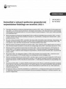 Komunikat o sytuacji społeczno-gospodarczej województwa łódzkiego (wrzesień 2022 r.)