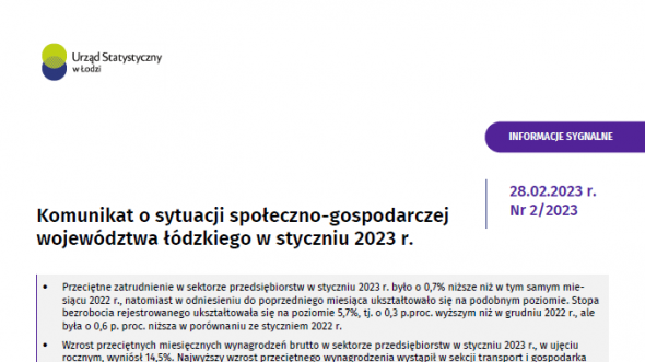 Komunikat o sytuacji społeczno-gospodarczej województwa łódzkiego (styczeń 2023 r.)