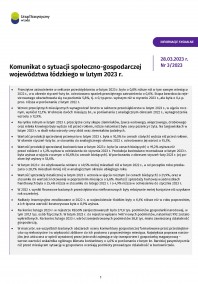 Komunikat o sytuacji społeczno-gospodarczej województwa łódzkiego (luty 2023 r.)