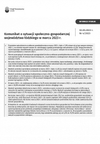 Komunikat o sytuacji społeczno-gospodarczej województwa łódzkiego (marzec 2023 r.)