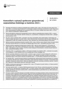 Komunikat o sytuacji społeczno-gospodarczej województwa łódzkiego (kwiecień 2023 r.)