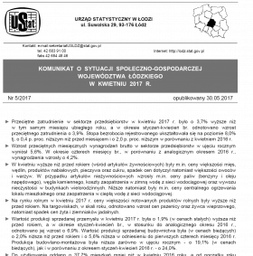 Komunikat o sytuacji społeczno-gospodarczej województwa łódzkiego (kwiecień 2017 r.)