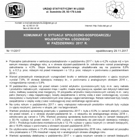 Komunikat o sytuacji społeczno-gospodarczej województwa łódzkiego (październik 2017 r.)