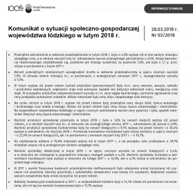 Komunikat o sytuacji społeczno-gospodarczej województwa łódzkiego (luty 2018 r.)