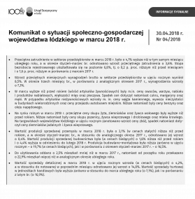 Komunikat o sytuacji społeczno-gospodarczej województwa łódzkiego (marzec 2018 r.)